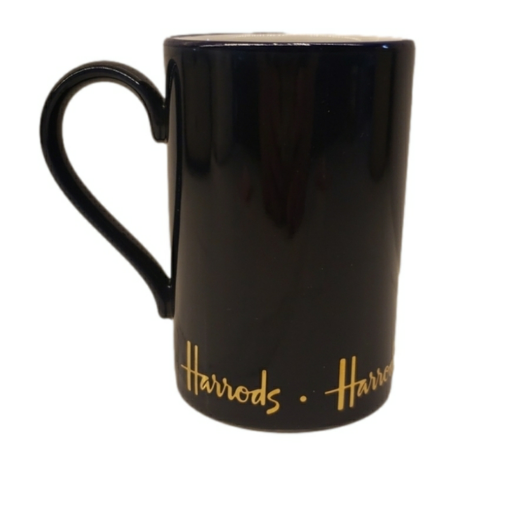 𝅺vintage Harrods Fine Stoneware Navy Blue mug cup Scotland